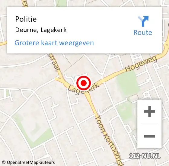 Locatie op kaart van de 112 melding: Politie Deurne, Lagekerk op 9 februari 2024 12:21