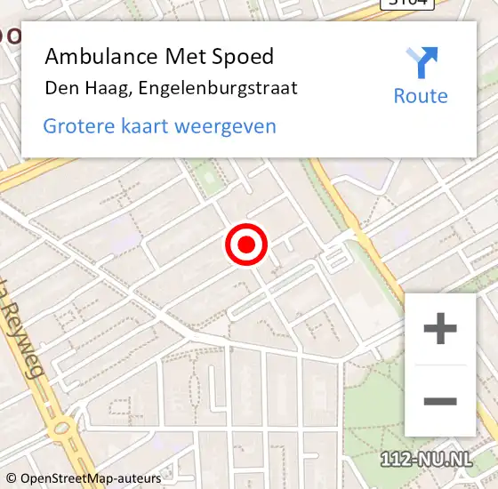 Locatie op kaart van de 112 melding: Ambulance Met Spoed Naar Den Haag, Engelenburgstraat op 16 februari 2024 08:19