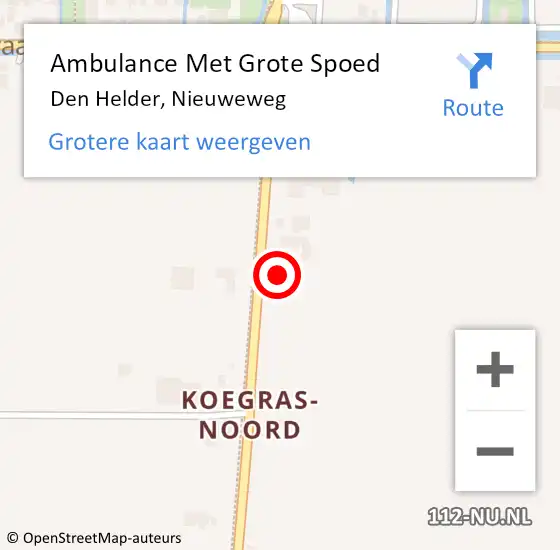 Locatie op kaart van de 112 melding: Ambulance Met Grote Spoed Naar Den Helder, Nieuweweg op 20 februari 2024 06:56