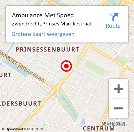 Locatie op kaart van de 112 melding: Ambulance Met Spoed Naar Zwijndrecht, Prinses Marijkestraat op 24 februari 2024 09:11