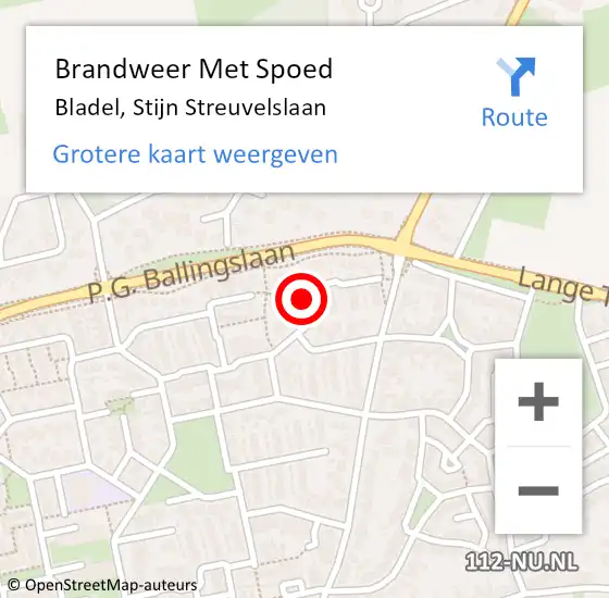 Locatie op kaart van de 112 melding: Brandweer Met Spoed Naar Bladel, Stijn Streuvelslaan op 2 maart 2024 15:09