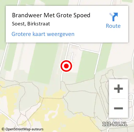 Locatie op kaart van de 112 melding: Brandweer Met Grote Spoed Naar Soest, Birkstraat op 3 maart 2024 02:49