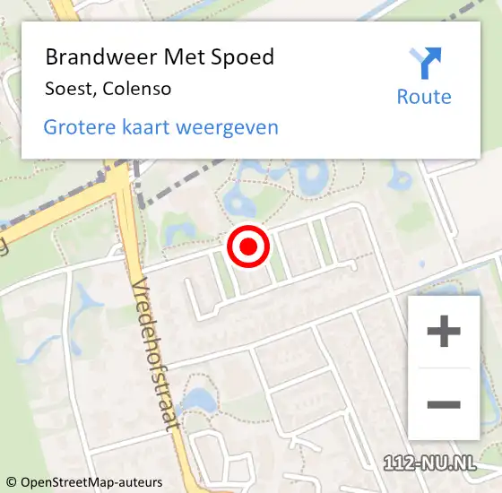 Locatie op kaart van de 112 melding: Brandweer Met Spoed Naar Soest, Colenso op 6 maart 2024 17:29