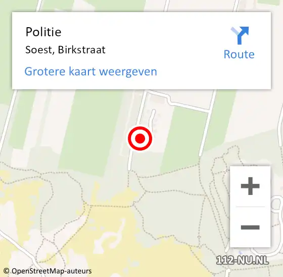 Locatie op kaart van de 112 melding: Politie Soest, Birkstraat op 8 maart 2024 15:36