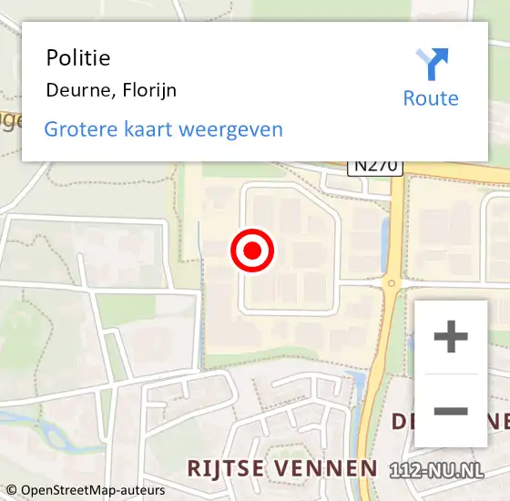 Locatie op kaart van de 112 melding: Politie Deurne, Florijn op 8 maart 2024 17:02
