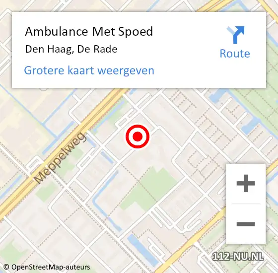Locatie op kaart van de 112 melding: Ambulance Met Spoed Naar Den Haag, De Rade op 9 maart 2024 16:16