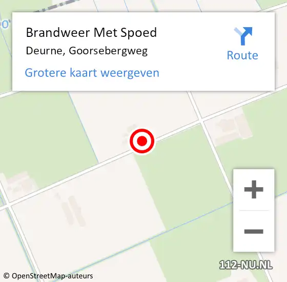 Locatie op kaart van de 112 melding: Brandweer Met Spoed Naar Deurne, Goorsebergweg op 10 maart 2024 12:36