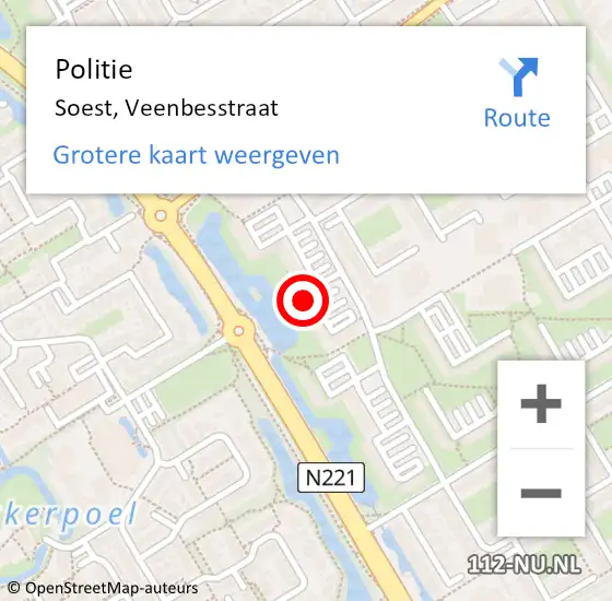 Locatie op kaart van de 112 melding: Politie Soest, Veenbesstraat op 10 maart 2024 17:30