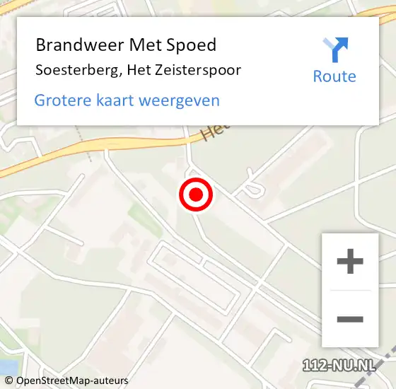 Locatie op kaart van de 112 melding: Brandweer Met Spoed Naar Soesterberg, Het Zeisterspoor op 15 maart 2024 07:34
