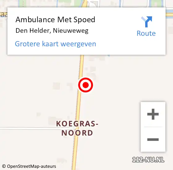 Locatie op kaart van de 112 melding: Ambulance Met Spoed Naar Den Helder, Nieuweweg op 15 maart 2024 17:16