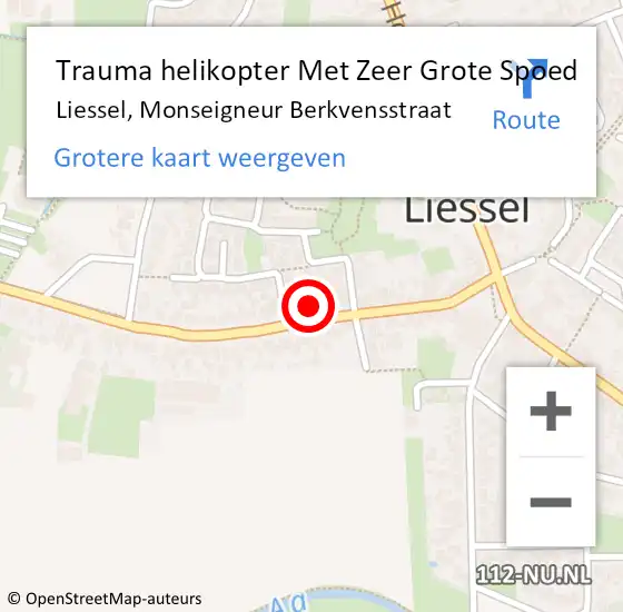 Locatie op kaart van de 112 melding: Trauma helikopter Met Zeer Grote Spoed Naar Liessel, Monseigneur Berkvensstraat op 17 maart 2024 22:54