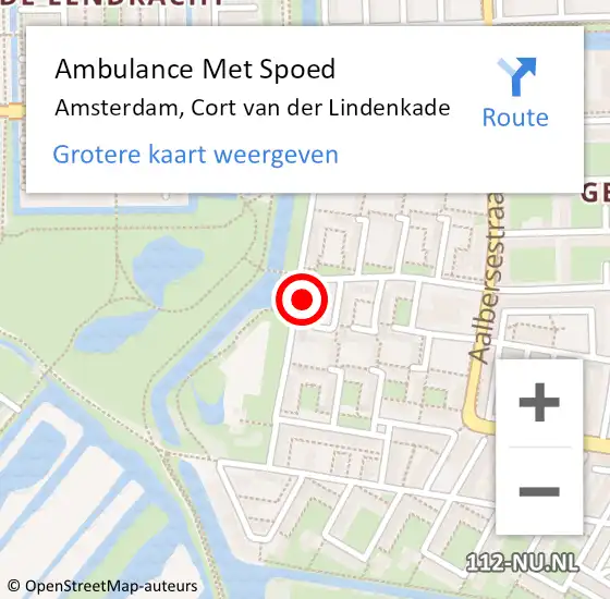 Locatie op kaart van de 112 melding: Ambulance Met Spoed Naar Amsterdam, Cort van der Lindenkade op 21 maart 2024 18:23
