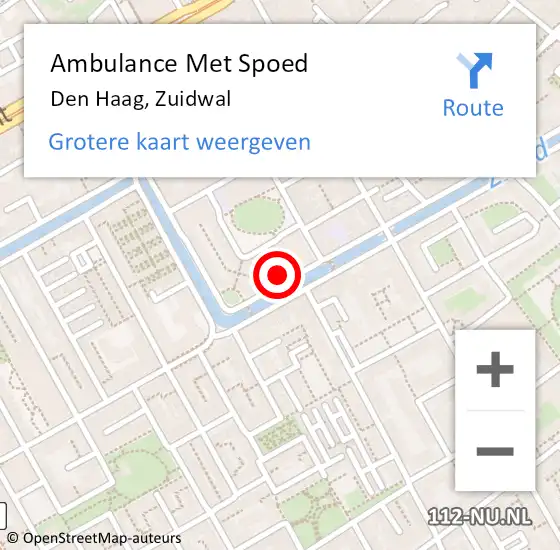 Locatie op kaart van de 112 melding: Ambulance Met Spoed Naar Den Haag, Zuidwal op 22 maart 2024 09:47
