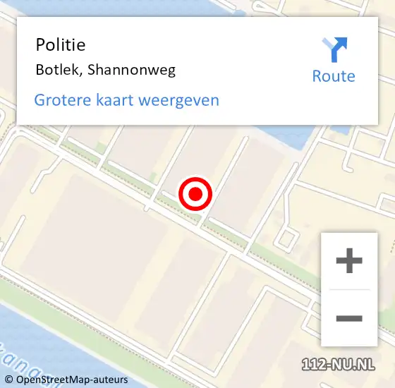 Locatie op kaart van de 112 melding: Politie Botlek, Shannonweg op 26 maart 2024 07:27