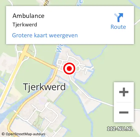 Locatie op kaart van de 112 melding: Ambulance Tjerkwerd op 31 maart 2024 12:13