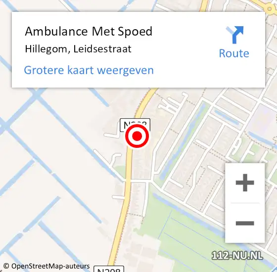 Locatie op kaart van de 112 melding: Ambulance Met Spoed Naar Hillegom, Leidsestraat op 3 april 2024 09:14