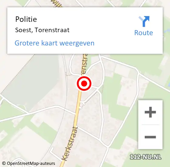 Locatie op kaart van de 112 melding: Politie Soest, Torenstraat op 3 april 2024 14:59