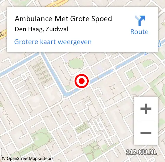 Locatie op kaart van de 112 melding: Ambulance Met Grote Spoed Naar Den Haag, Zuidwal op 4 april 2024 00:26