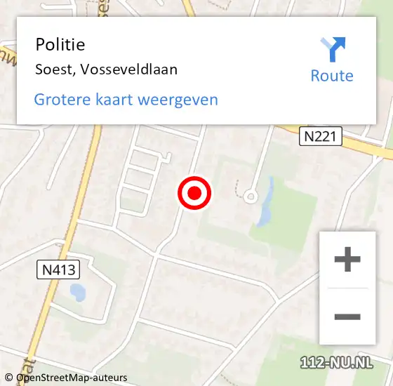 Locatie op kaart van de 112 melding: Politie Soest, Vosseveldlaan op 5 april 2024 14:24