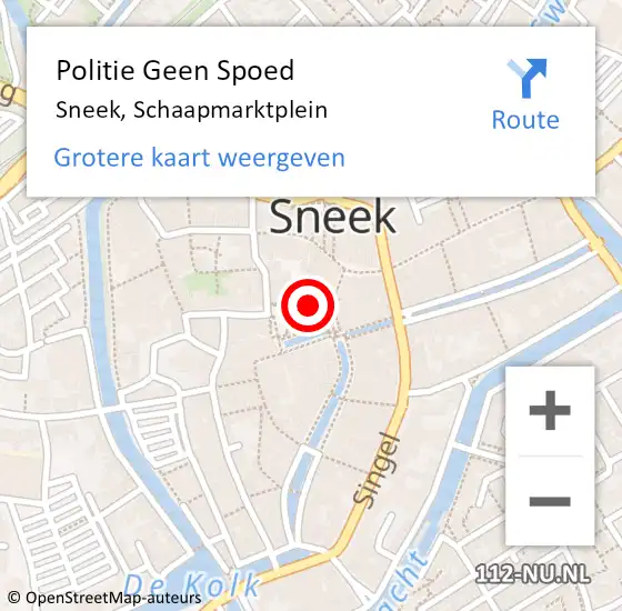 Locatie op kaart van de 112 melding: Politie Geen Spoed Naar Sneek, Schaapmarktplein op 6 april 2024 14:47