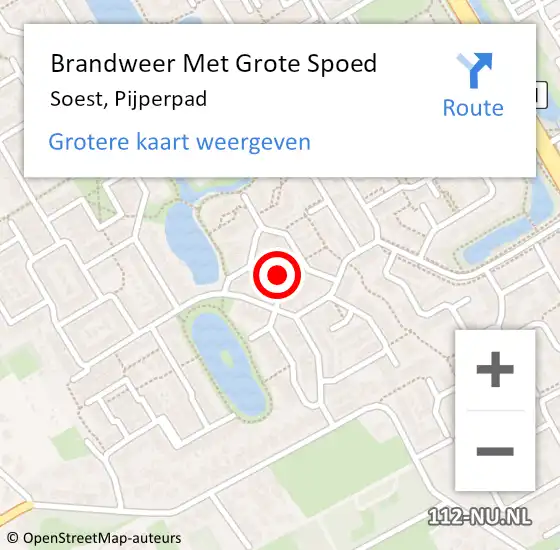 Locatie op kaart van de 112 melding: Brandweer Met Grote Spoed Naar Soest, Pijperpad op 6 april 2024 16:07