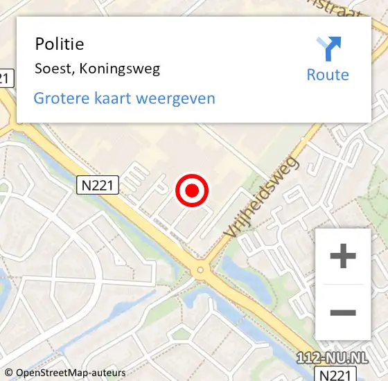 Locatie op kaart van de 112 melding: Politie Soest, Koningsweg op 8 april 2024 08:15