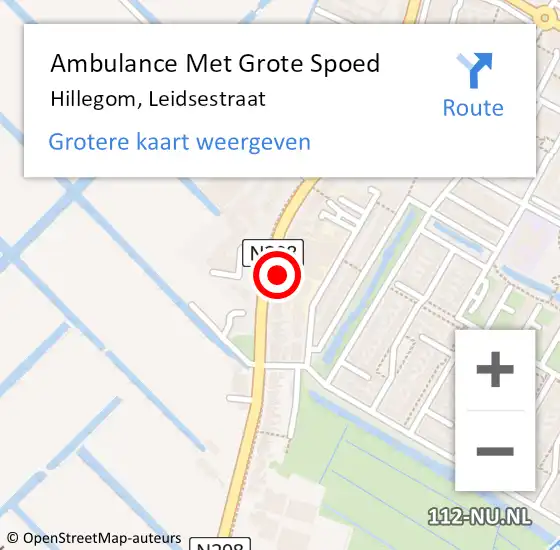 Locatie op kaart van de 112 melding: Ambulance Met Grote Spoed Naar Hillegom, Leidsestraat op 8 april 2024 10:54