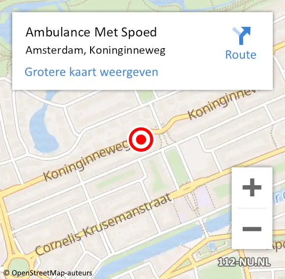 Locatie op kaart van de 112 melding: Ambulance Met Spoed Naar Amsterdam, Koninginneweg op 8 april 2024 14:10