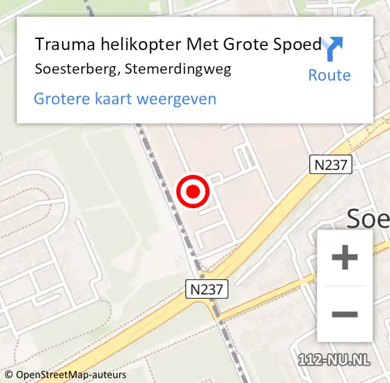 Locatie op kaart van de 112 melding: Trauma helikopter Met Grote Spoed Naar Soesterberg, Stemerdingweg op 10 april 2024 12:13