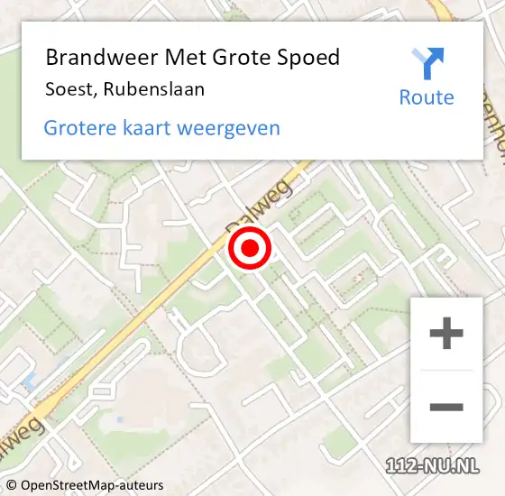 Locatie op kaart van de 112 melding: Brandweer Met Grote Spoed Naar Soest, Rubenslaan op 12 april 2024 12:45