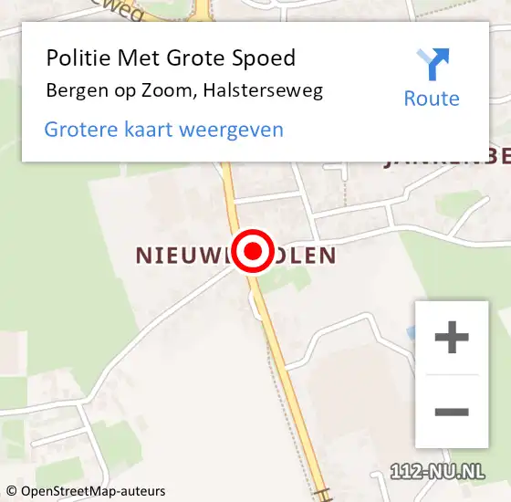 Locatie op kaart van de 112 melding: Politie Met Grote Spoed Naar Bergen op Zoom, Halsterseweg op 14 april 2024 17:29