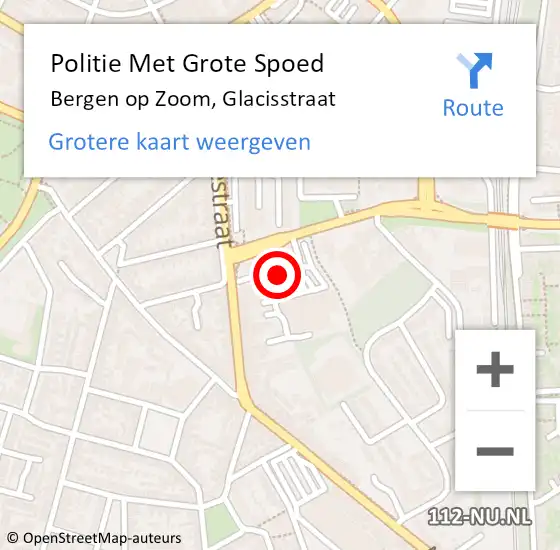 Locatie op kaart van de 112 melding: Politie Met Grote Spoed Naar Bergen op Zoom, Glacisstraat op 15 april 2024 13:38