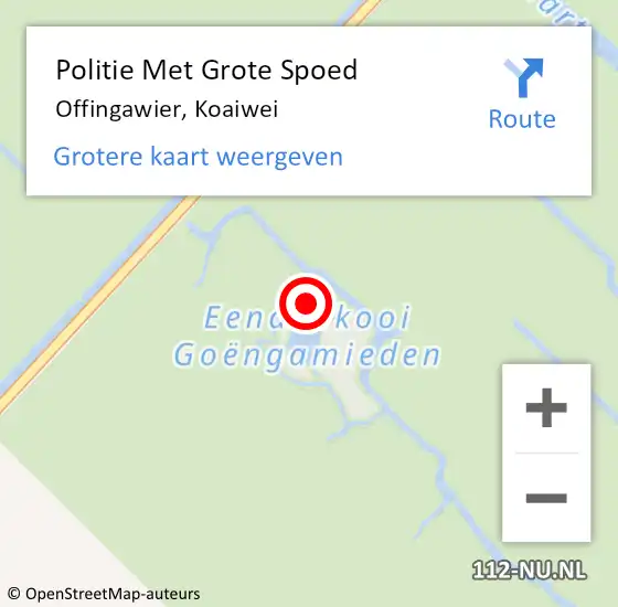 Locatie op kaart van de 112 melding: Politie Met Grote Spoed Naar Offingawier, Koaiwei op 17 april 2024 15:03