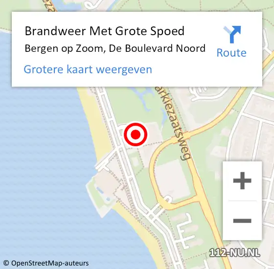 Locatie op kaart van de 112 melding: Brandweer Met Grote Spoed Naar Bergen op Zoom, De Boulevard Noord op 18 april 2024 17:57