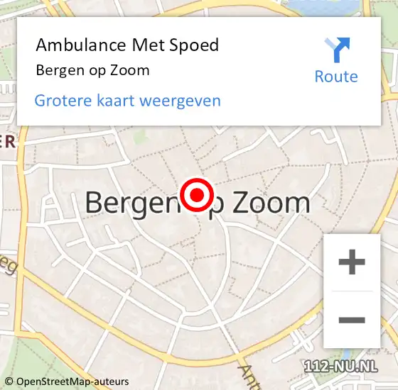 Locatie op kaart van de 112 melding: Ambulance Met Spoed Naar Bergen op Zoom op 18 april 2024 23:42