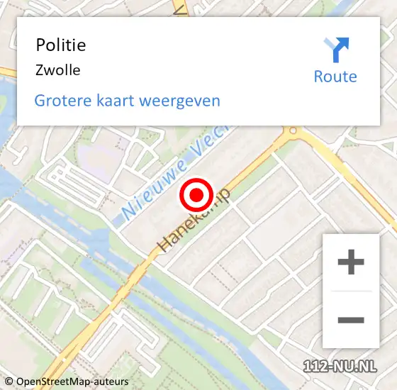 Locatie op kaart van de 112 melding: Politie Zwolle op 19 april 2024 22:32