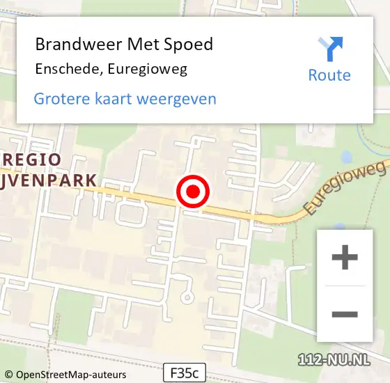 Locatie op kaart van de 112 melding: Brandweer Met Spoed Naar Enschede, Euregioweg op 19 april 2024 23:02