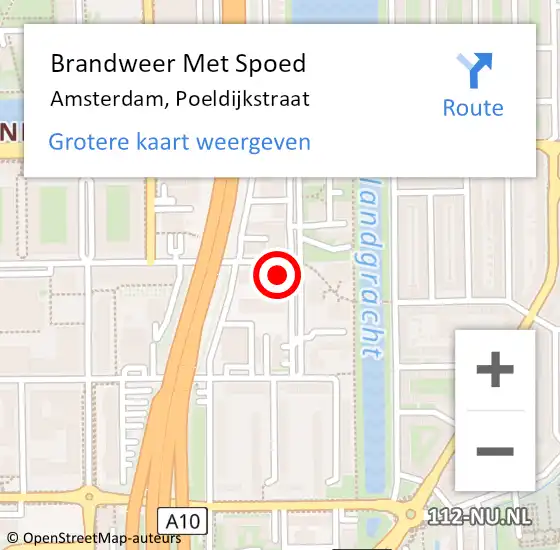 Locatie op kaart van de 112 melding: Brandweer Met Spoed Naar Amsterdam, Poeldijkstraat op 19 april 2024 23:10