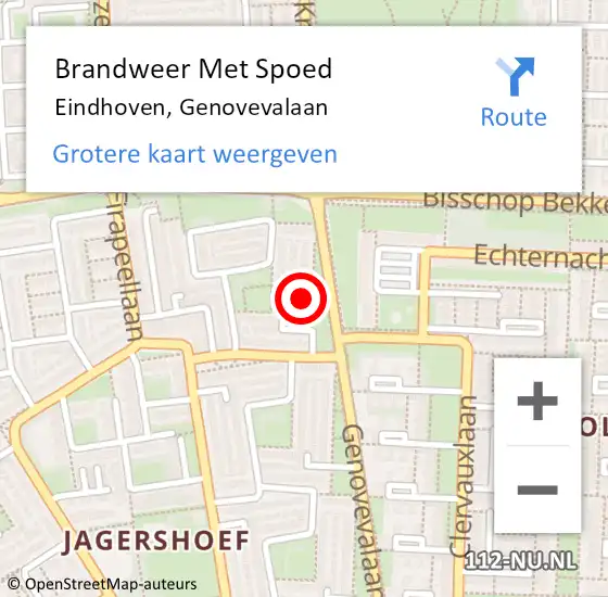 Locatie op kaart van de 112 melding: Brandweer Met Spoed Naar Eindhoven, Genovevalaan op 19 april 2024 23:45