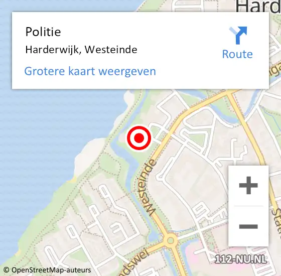 Locatie op kaart van de 112 melding: Politie Harderwijk, Westeinde op 19 april 2024 23:47