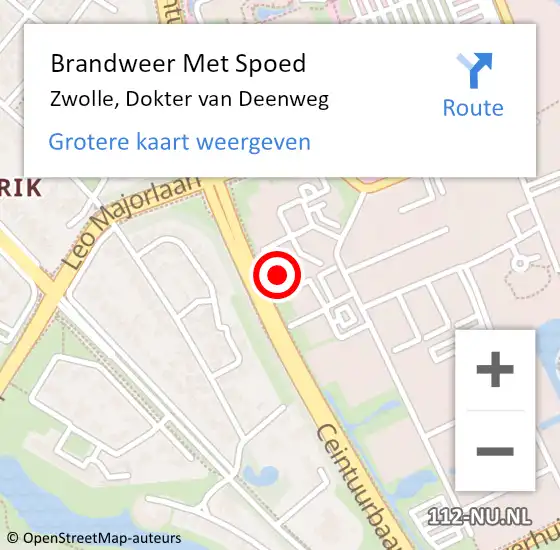Locatie op kaart van de 112 melding: Brandweer Met Spoed Naar Zwolle, Dokter van Deenweg op 19 april 2024 23:48