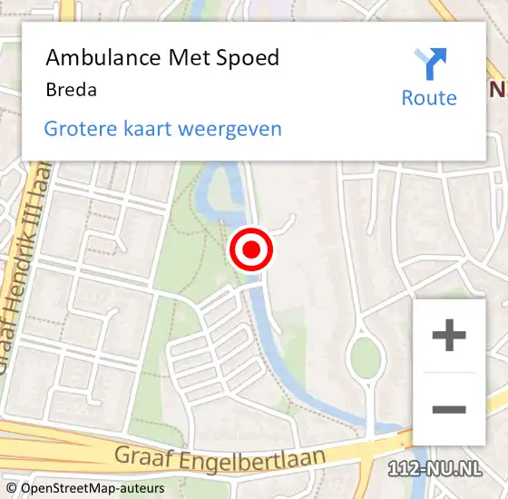 Locatie op kaart van de 112 melding: Ambulance Met Spoed Naar Breda op 20 april 2024 00:01