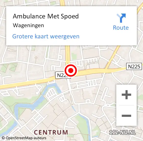 Locatie op kaart van de 112 melding: Ambulance Met Spoed Naar Wageningen op 20 april 2024 00:02