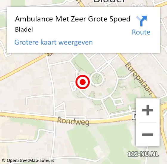 Locatie op kaart van de 112 melding: Ambulance Met Zeer Grote Spoed Naar Bladel op 20 april 2024 22:40