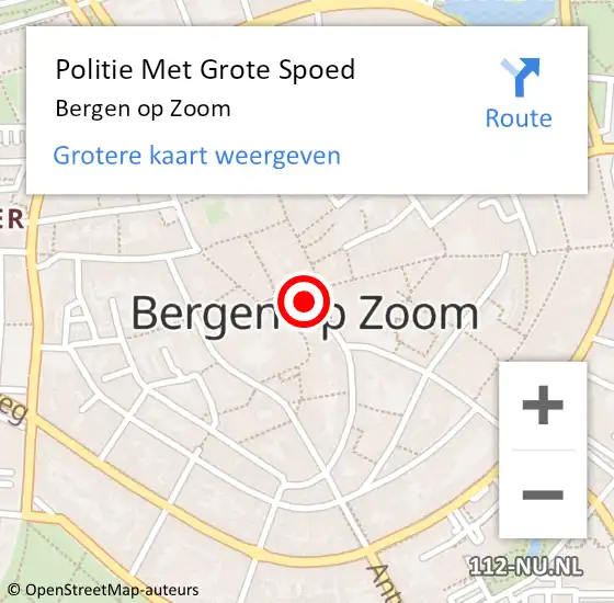 Locatie op kaart van de 112 melding: Politie Met Grote Spoed Naar Bergen op Zoom op 20 april 2024 22:51