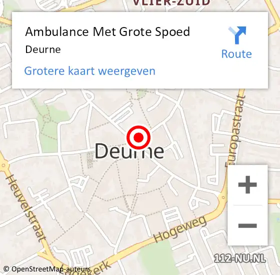 Locatie op kaart van de 112 melding: Ambulance Met Grote Spoed Naar Deurne op 22 april 2024 10:49