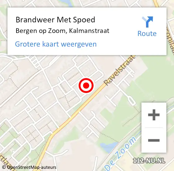 Locatie op kaart van de 112 melding: Brandweer Met Spoed Naar Bergen op Zoom, Kalmanstraat op 22 april 2024 12:45