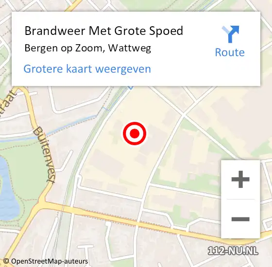 Locatie op kaart van de 112 melding: Brandweer Met Grote Spoed Naar Bergen op Zoom, Wattweg op 22 april 2024 14:18