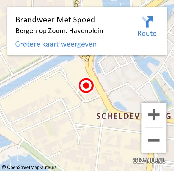 Locatie op kaart van de 112 melding: Brandweer Met Spoed Naar Bergen op Zoom, Havenplein op 22 april 2024 14:36