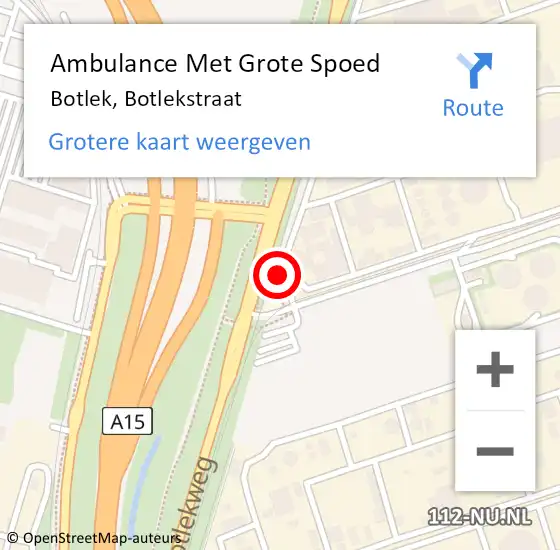 Locatie op kaart van de 112 melding: Ambulance Met Grote Spoed Naar Botlek, Botlekstraat op 22 april 2024 17:03